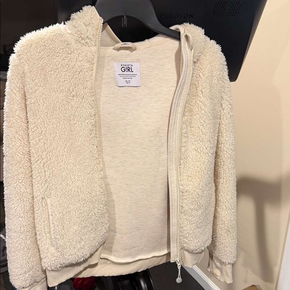 Athleta Cream zip up Sherpa fleece